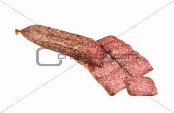 Sausage (salami) isolated on white