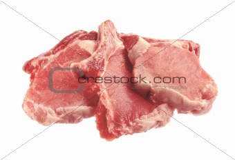Raw pork steak meat isolated on white background