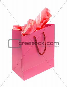 red shopping bag isolated on white background