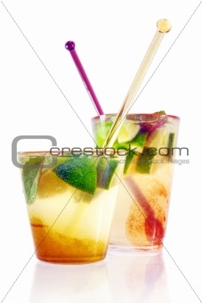 Colorful drinks isolated on white