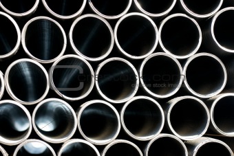 Close up of black plastic pipes