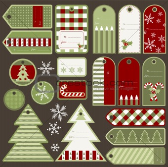 Christmas gift tags, vector