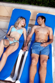 Pool Lounge Chair Couple