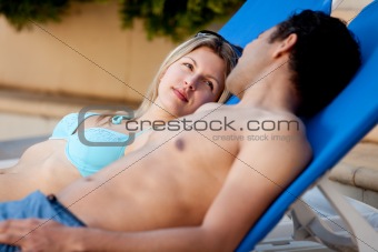 Attractive Couple by Pool