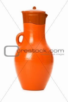 Clay jar isolated on the white background