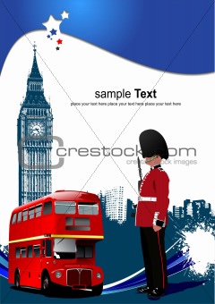 Cover for brochure with London images. Vector illustration