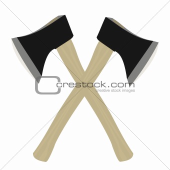 Two axe are isolated on white background