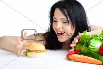 beautiful woman  with vegetables