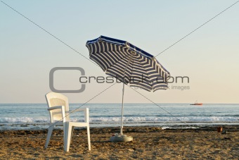 chair and umbrella