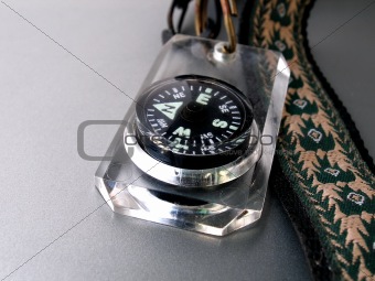 Close up shot of compass on larnyard