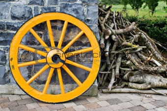 Wooden Wagon Wheel and Branches