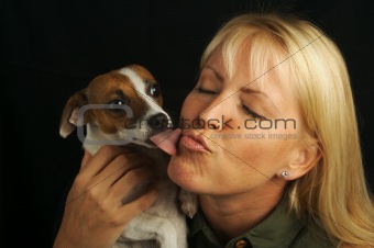 Attractive Woman & Jack Russell Terrier Dog