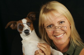 Attractive Woman & Jack Russell Terrier Dog