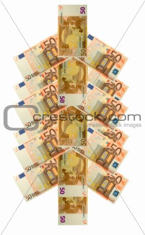 money tree concept from fifty euro banknote