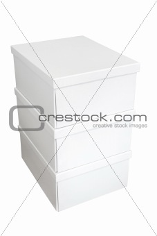 Stack of white boxes isolated