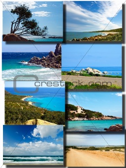 collage of the beautiful sea in Sardinia