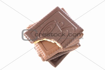 Stack of shortbread butter biscuits with chocolate