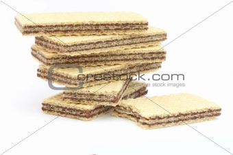 Filled wafers with chocolate