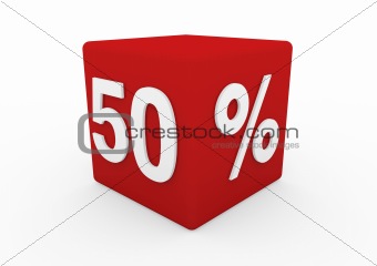 3d red white sale cube 50