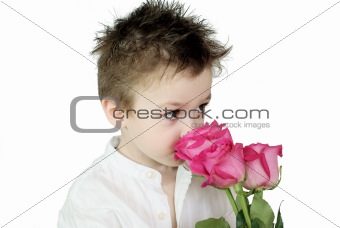 Boy and roses