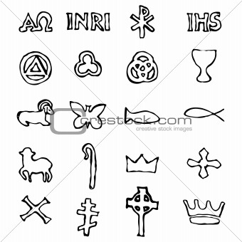 Set of Illustration of a traditional Christian symbols