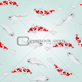 vector seamless background with koi carps