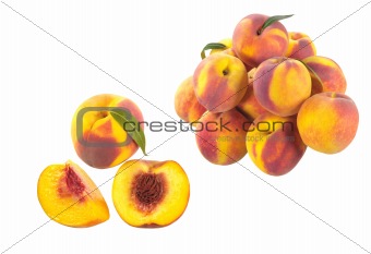 sweet peaches isolated on white background