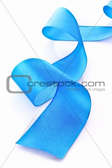 Blue textile ribbon isolated on white