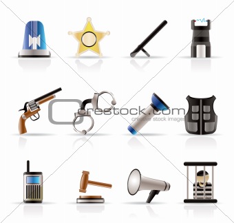 law, order, police and crime icons