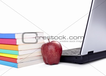 laptop computer books apple fruit food education school