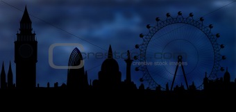 skyline of London at night
