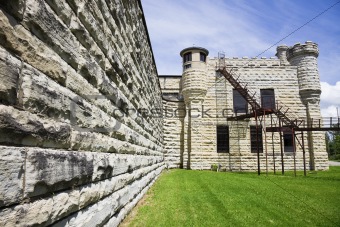 Walls of historic Jail in Joliet