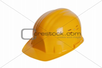  Yellow helmet of the builder on a white background