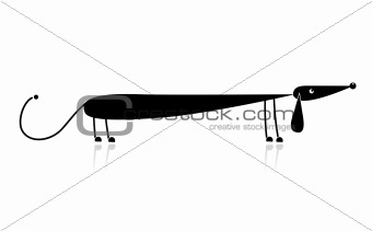Funny black dachshund silhouette for your design