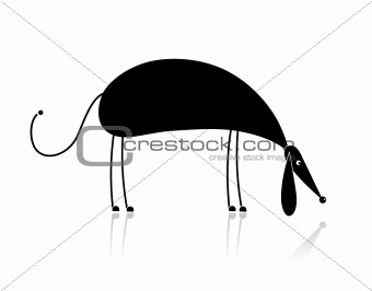 Funny black dog silhouette for your design