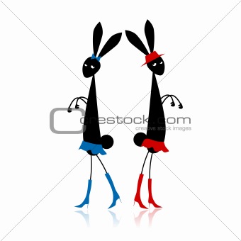 Two fashion rabbits for your design