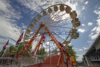 Ferris Wheel with Blue Sky