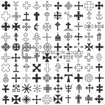 Set 100 Crosses vector.