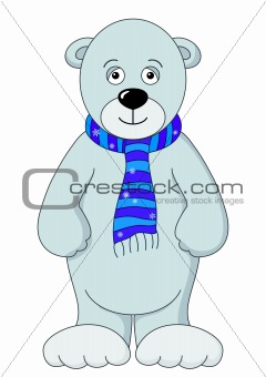 Teddy-bear white in a scarf