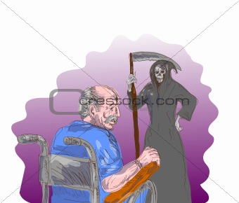 elderly man facing death