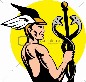 Hermes or mercury holding a caduceus