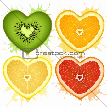 Vector citrus hearts