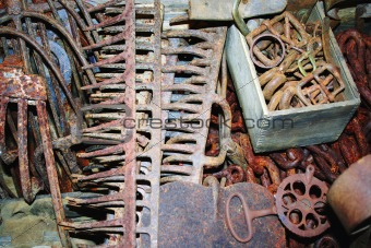 Assorted rusted tools