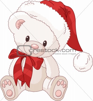 Cute Teddy Bear with Santas hat