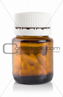 Bottle of pills isolated