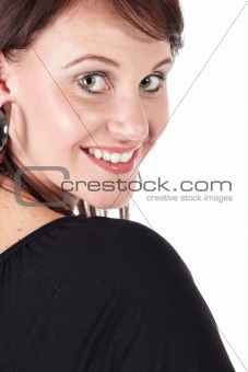 Cute young adult caucasian woman