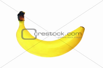 ripe banana over white