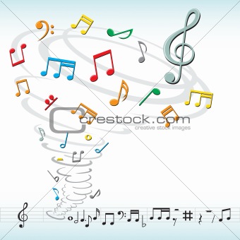 music notes tornado