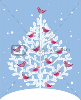 Christmas tree and red birds