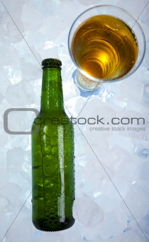 Three fresh beer with ice